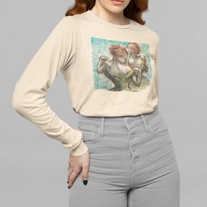 Two Ballet Dancers Vintage Art Print Long Sleeve Graphic Tee T-shirt S M L XL